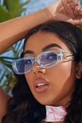 عینک آفتابی زنانه فریم ضخیم آبی روشن برند Mathilda Aksesuar 