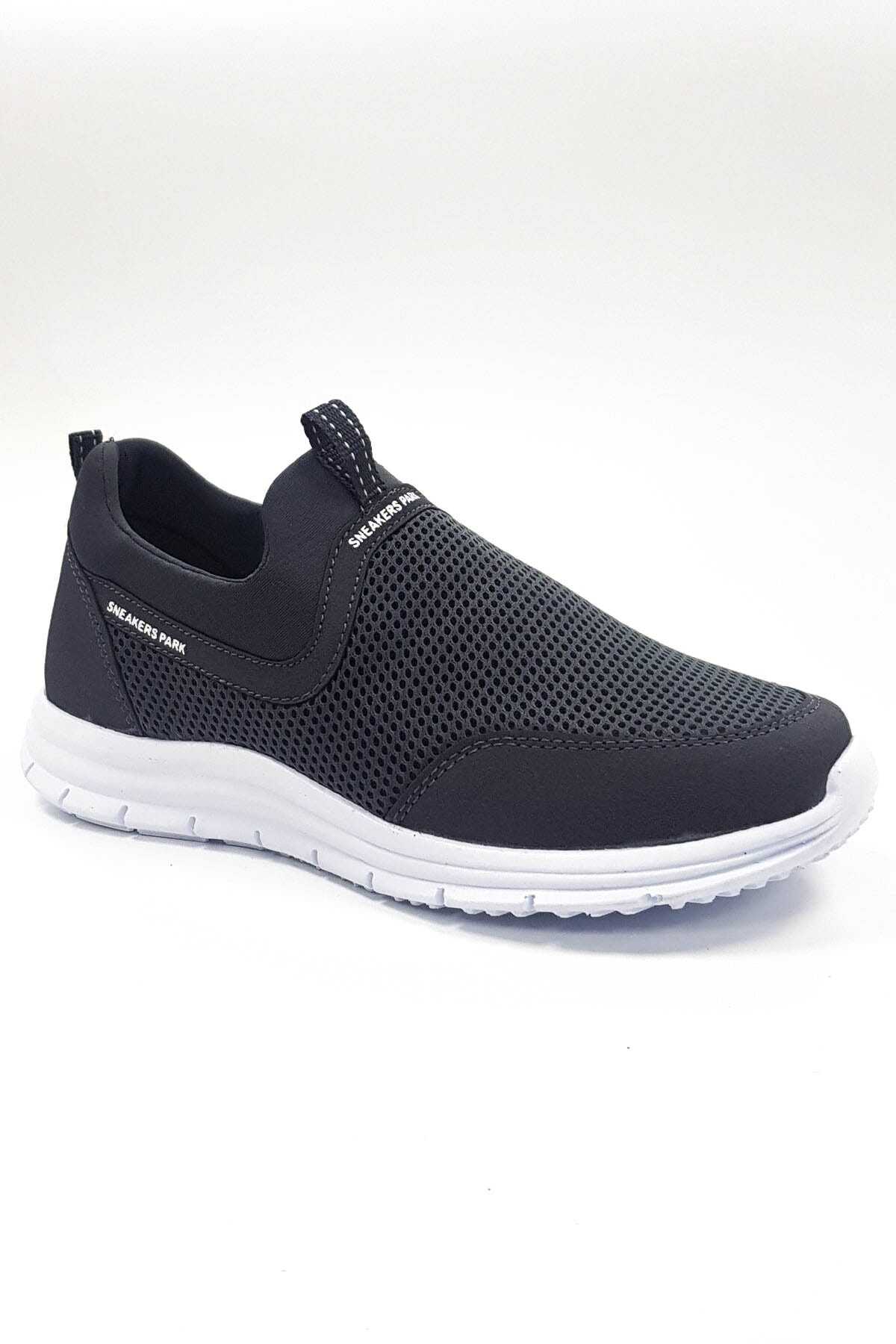 کتانی پیاده روی مدل جورابی بدون بند یونیسکس دو رنگ خاکستری تیره سفید برند sneakers Park