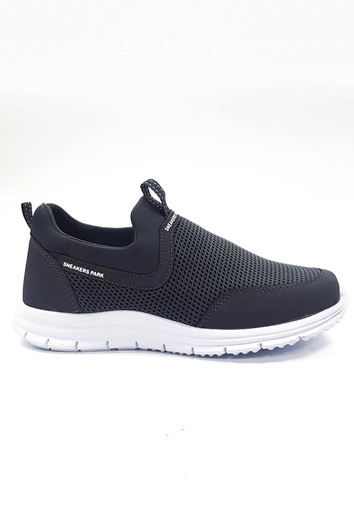 کتانی پیاده روی مدل جورابی بدون بند یونیسکس دو رنگ خاکستری تیره سفید برند sneakers Park