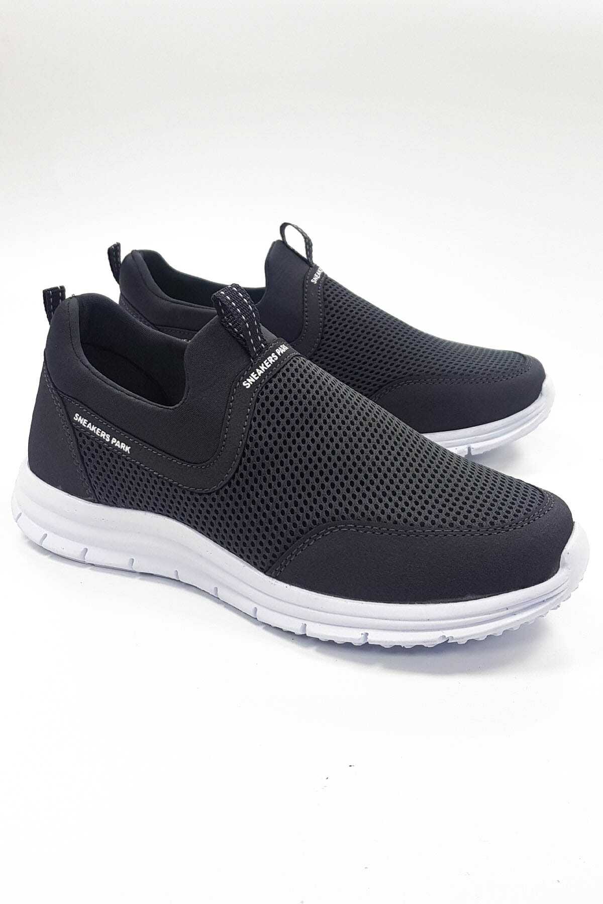 کتانی پیاده روی مدل جورابی بدون بند یونیسکس دو رنگ خاکستری تیره سفید برند sneakers Park
