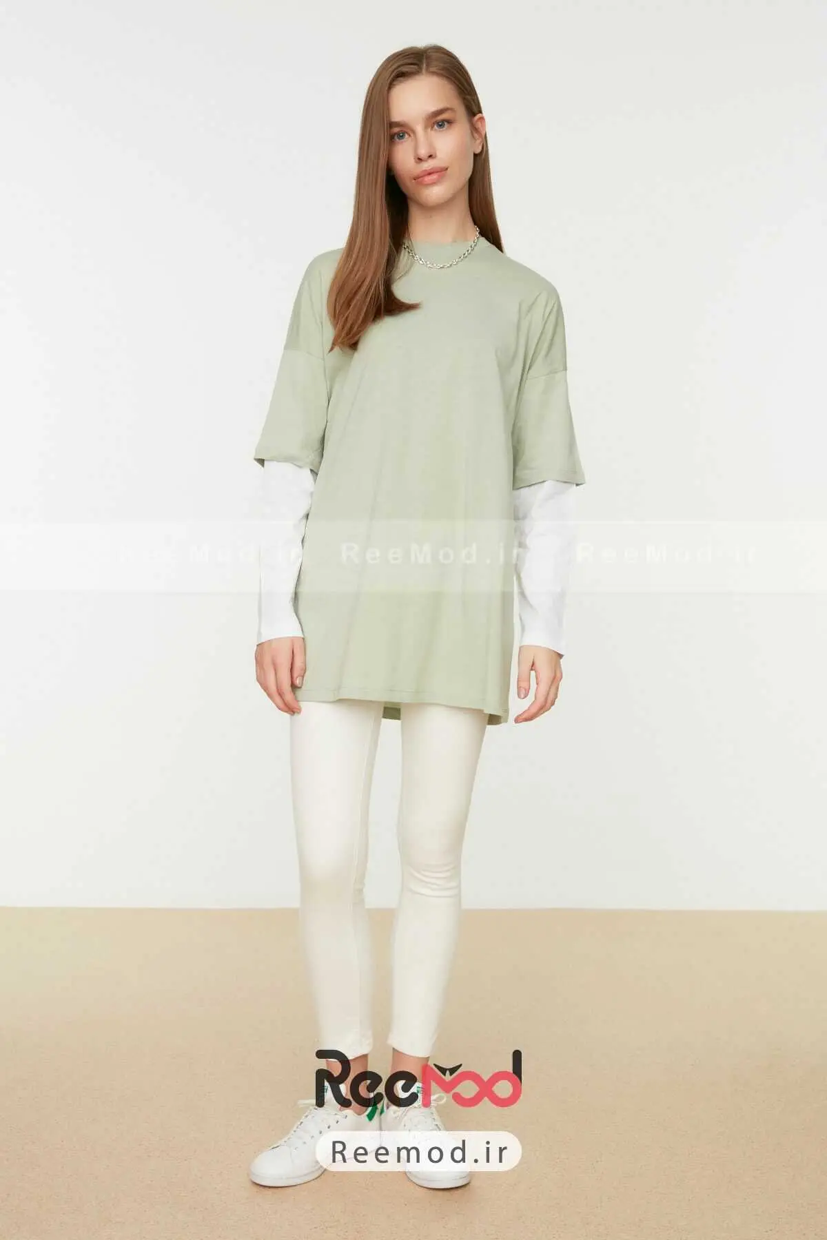 تونیک زنانه ساده نعنایی برند Trendyol Modest