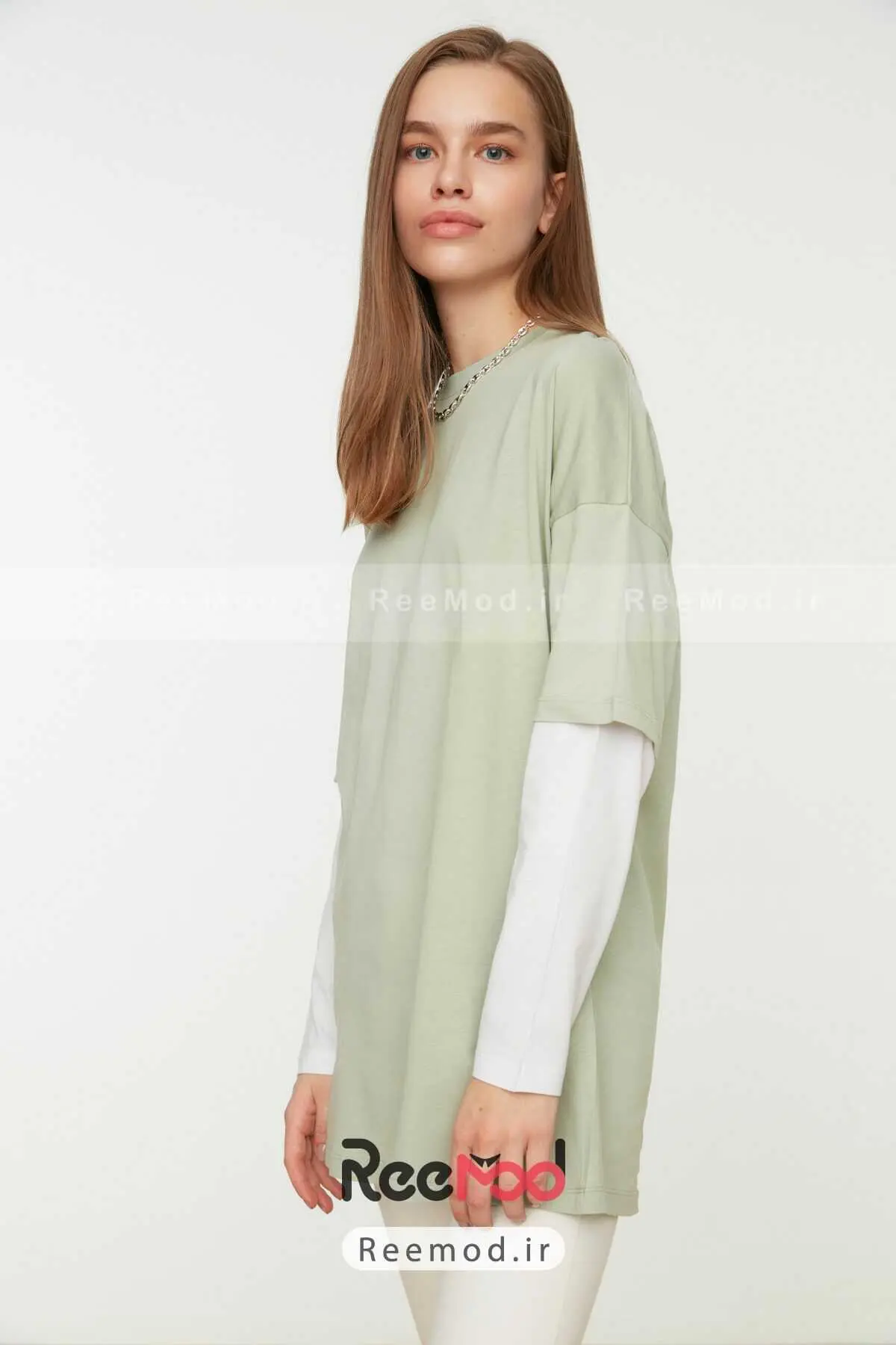 تونیک زنانه ساده نعنایی برند Trendyol Modest