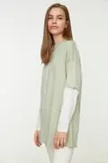 تونیک زنانه ساده نعنایی برند Trendyol Modest