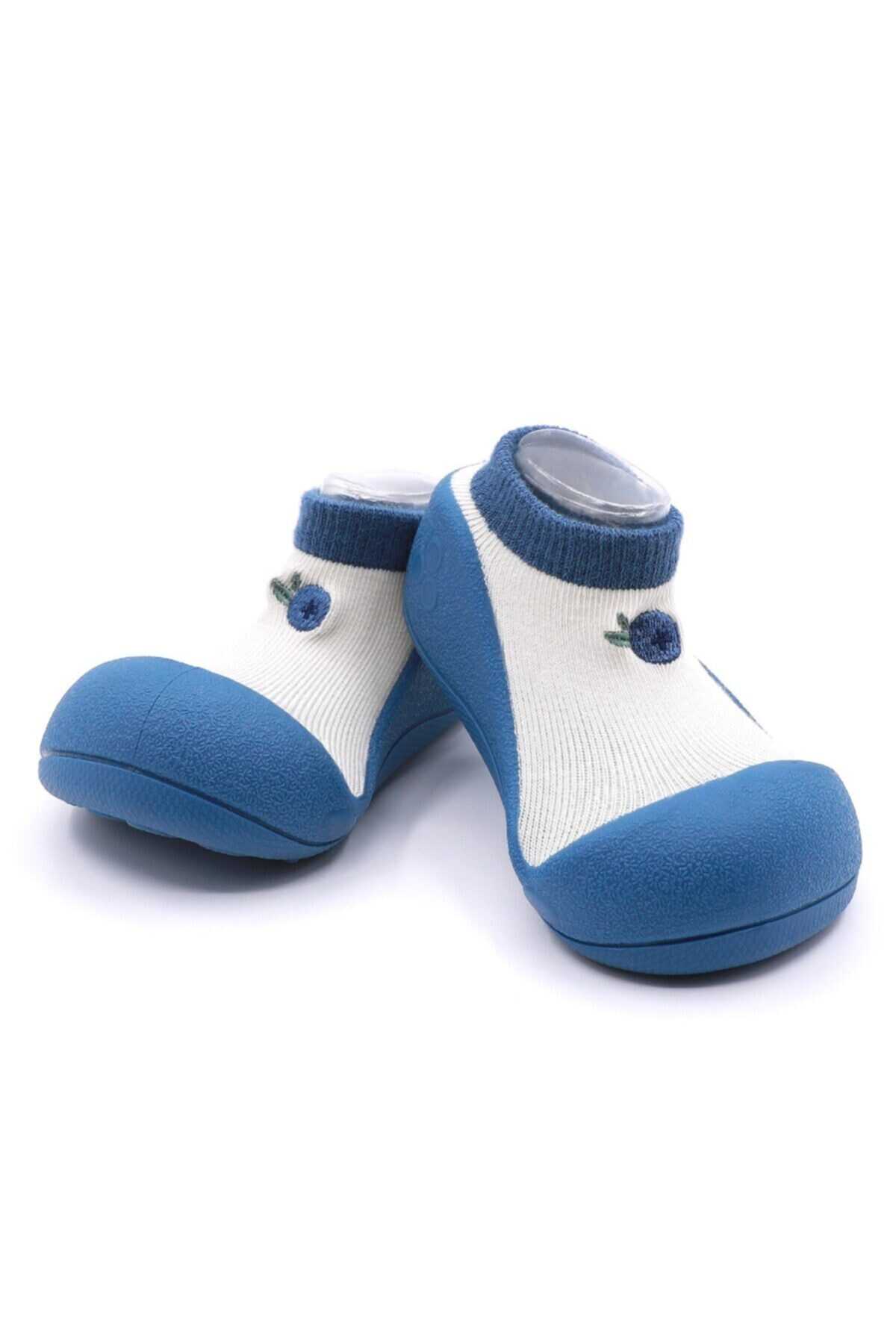 کفش جورابی نوزاد طرح بلوبری یونیسکس دو رنگ آبی سفید برند Attipas 