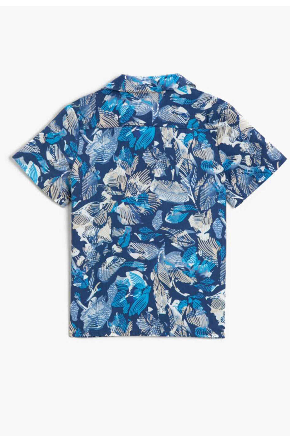 پیراهن نخی بچه گانه پسرانه یه ترکیبی آستین کوتاه طرح هاوایی آبی برند Koton