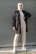 پیراهن زنانه جیب دار دکمه ای مشکی برند Caramel Butik 
