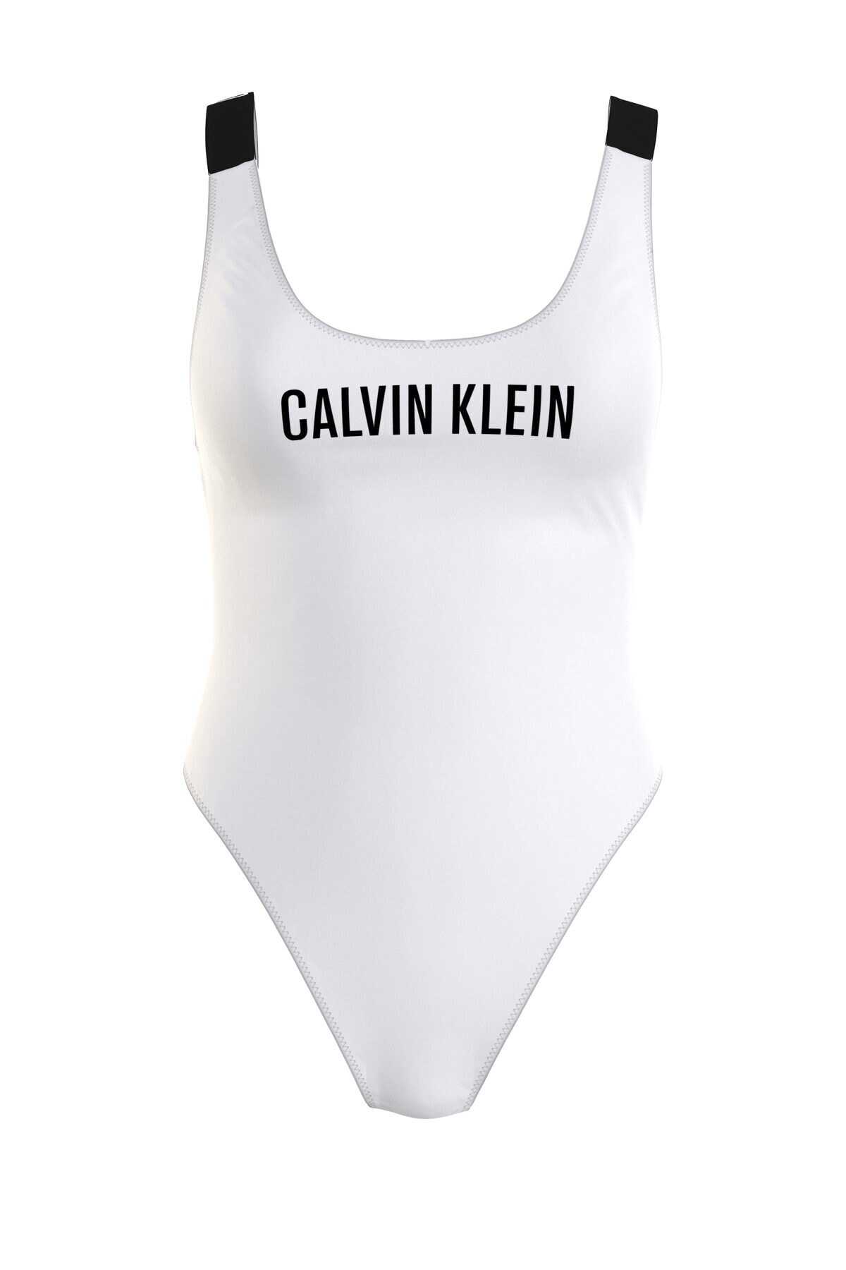 مایو زنانه طرح دار سفید برند Calvin Klein