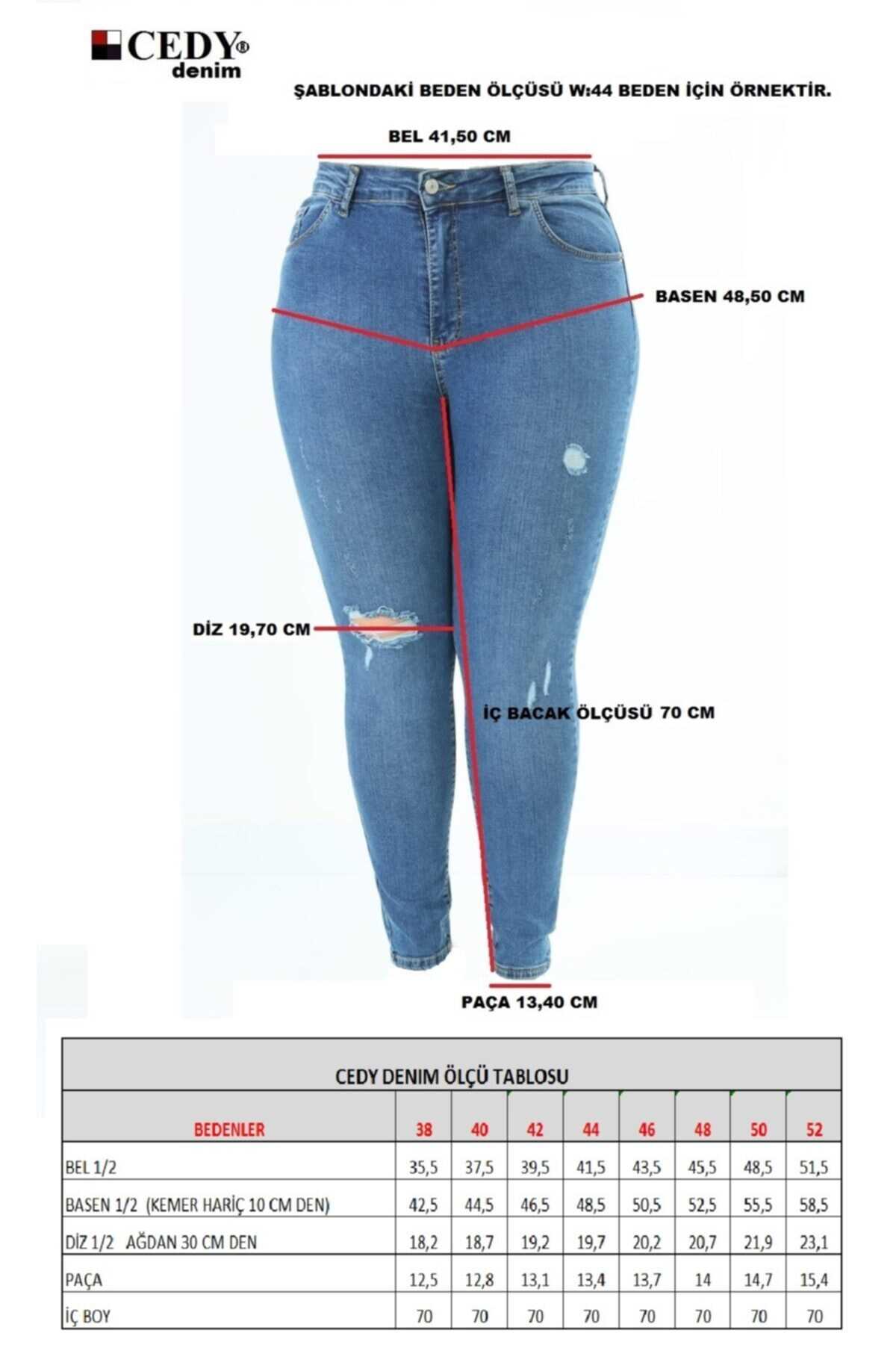شلوار جین لوله ای سایز بزرگ زنانه ذغالی برند CEDY DENIM