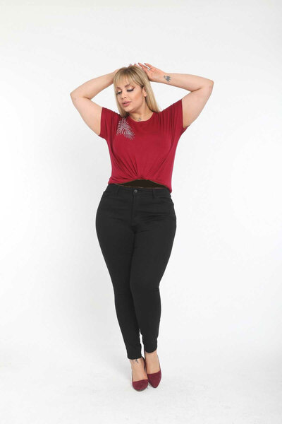 شلوار جین لوله ای سایز بزرگ زنانه مشکی برند CEDY DENIM