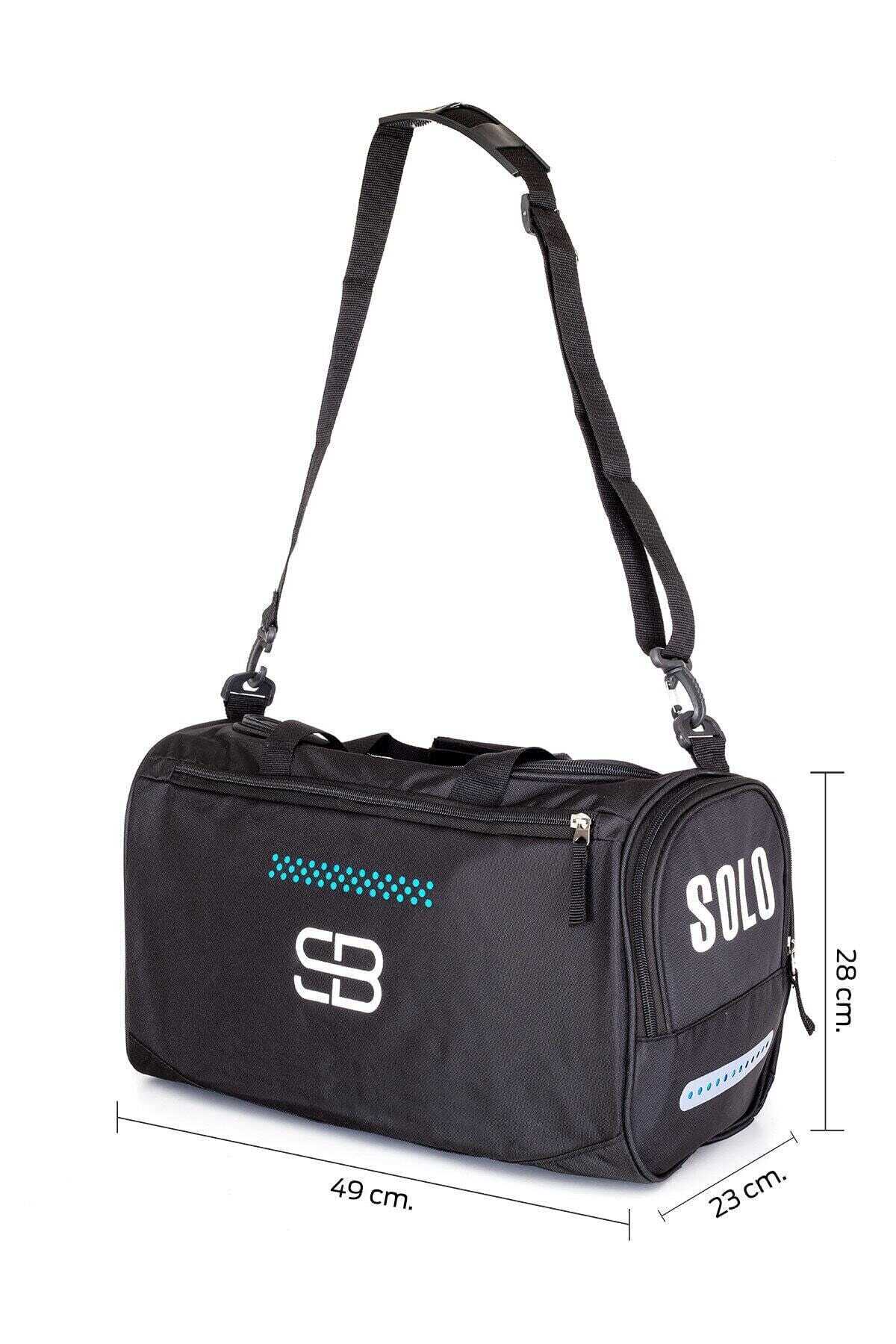 کیف ورزشی مردانه سایز بزرگ طرح دار مشکی برند Solo Bag