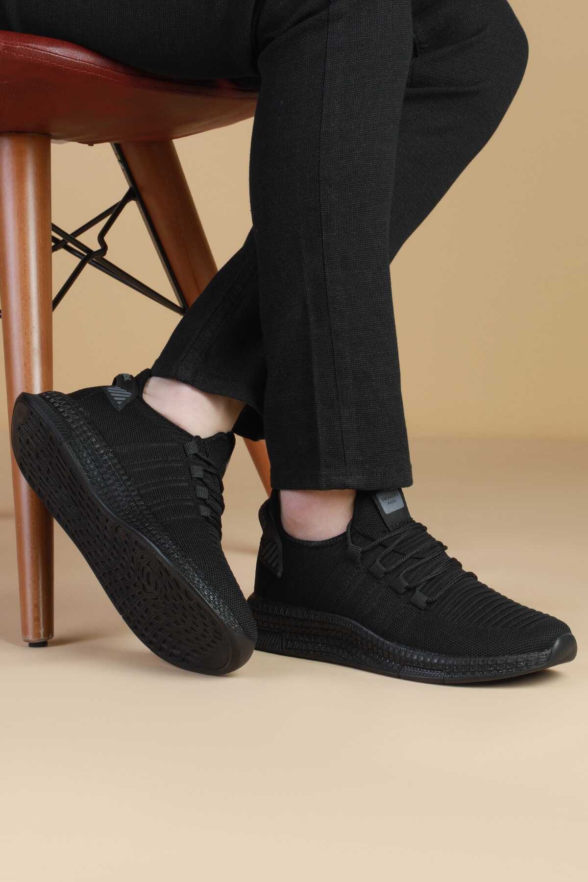 کتانی پیاده روی مدل جورابی یونیسکس مشکی برند sneakers Park