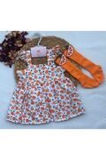 ست 2 تکه لباس طرح دار نوزاد دختر نارنجی برند BYMURAT BABY