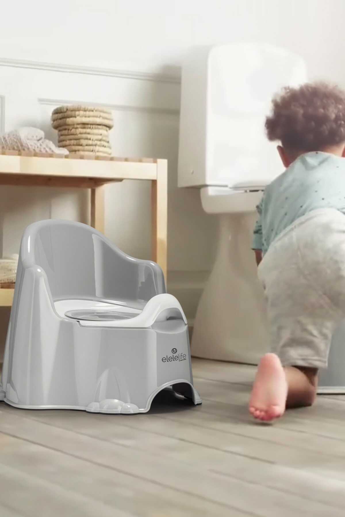 صندلی توالت قابل حمل کودک - ضد لغزش طوسی برند Elele Life