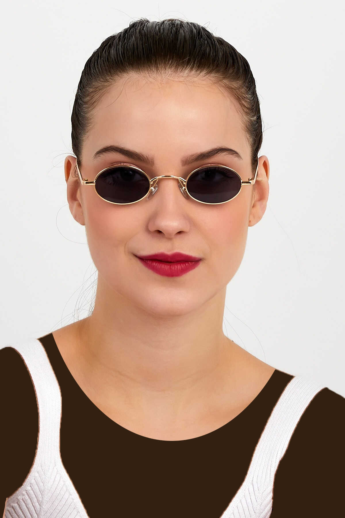 عینک آفتابی زنانه مشکی طلایی برند Nilu Moda