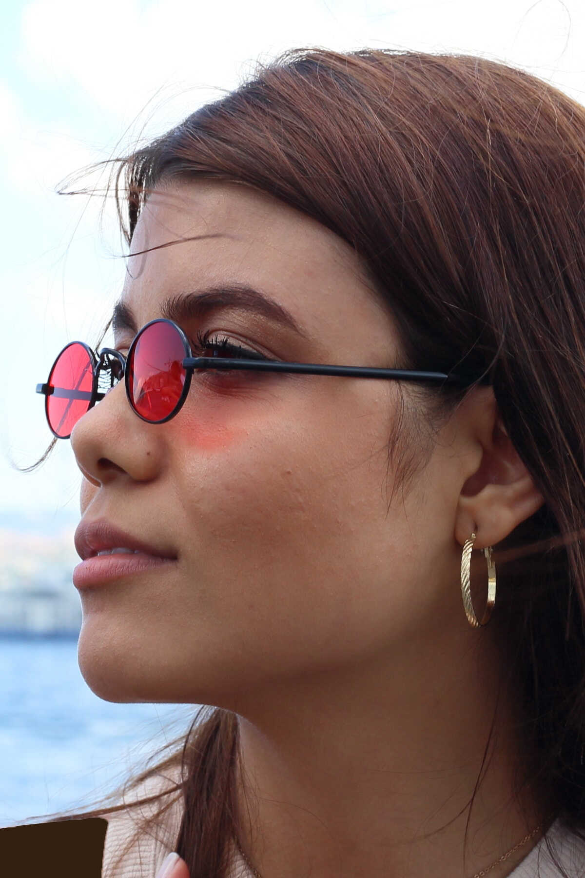 عینک آفتابی زنانه مشکی قرمز برند Nilu Moda