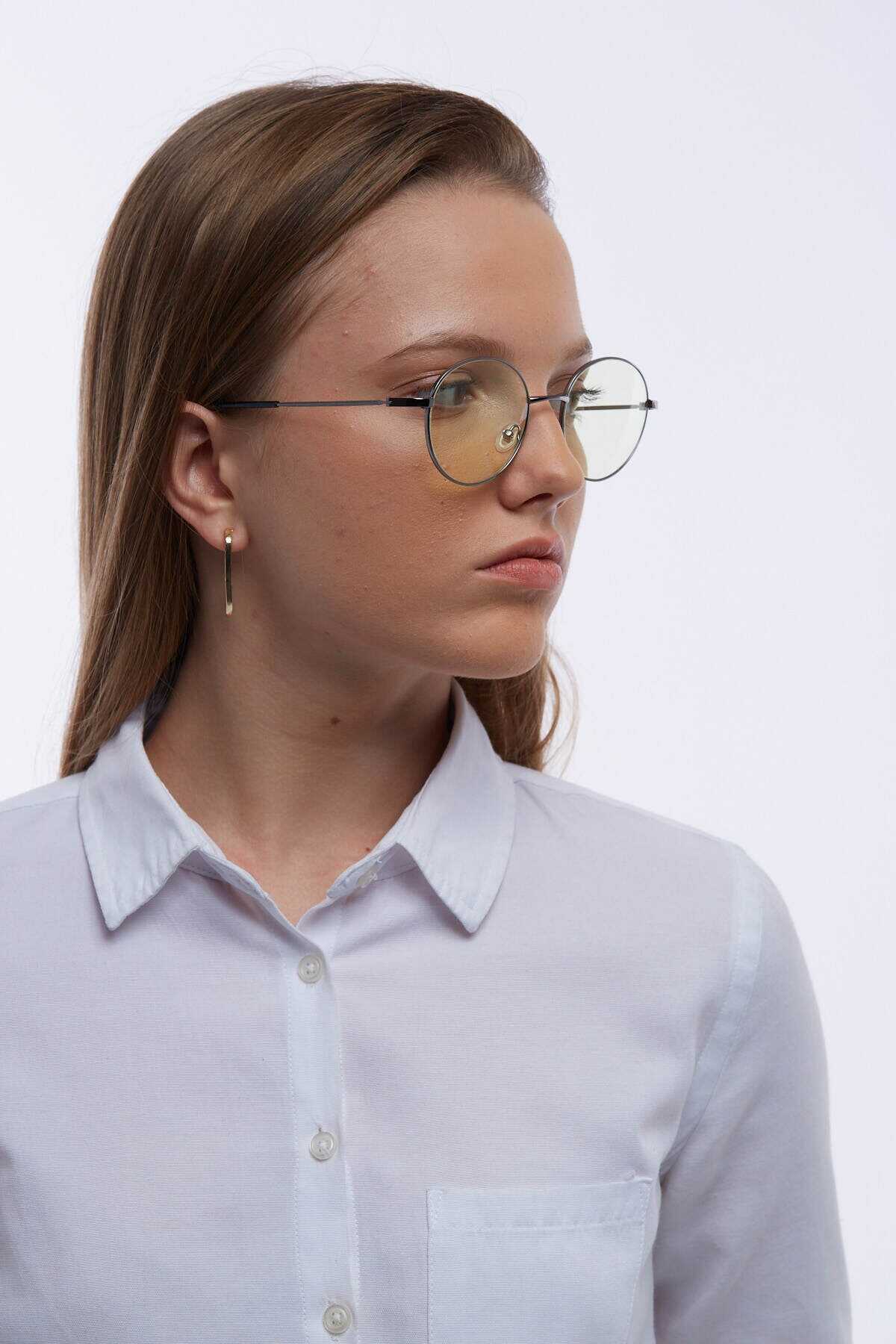 عینک محافظ نور آبی فریم فلزی گرد یونیسکس مشکی برند GHIA