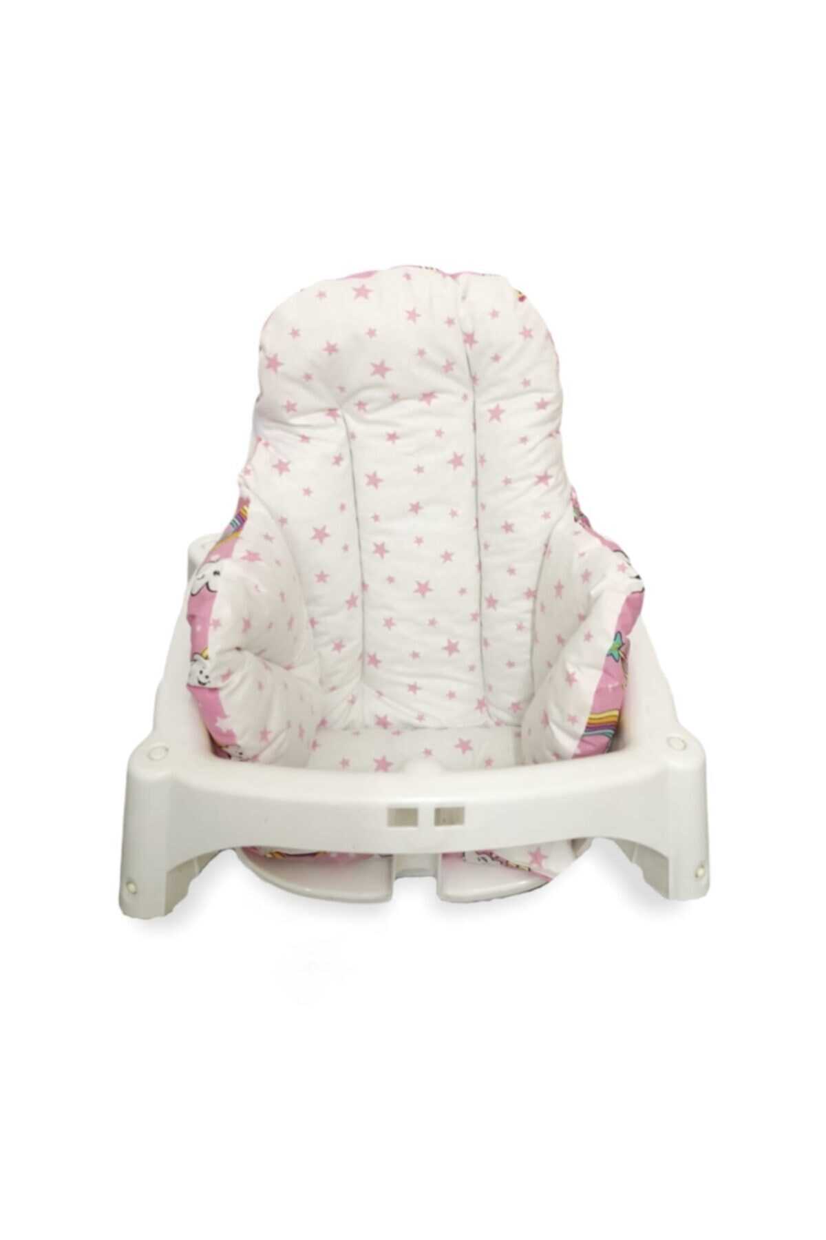 کوسن صندلی کودک دو رو طرح دار سفید صورتی برند Bebek Özel 