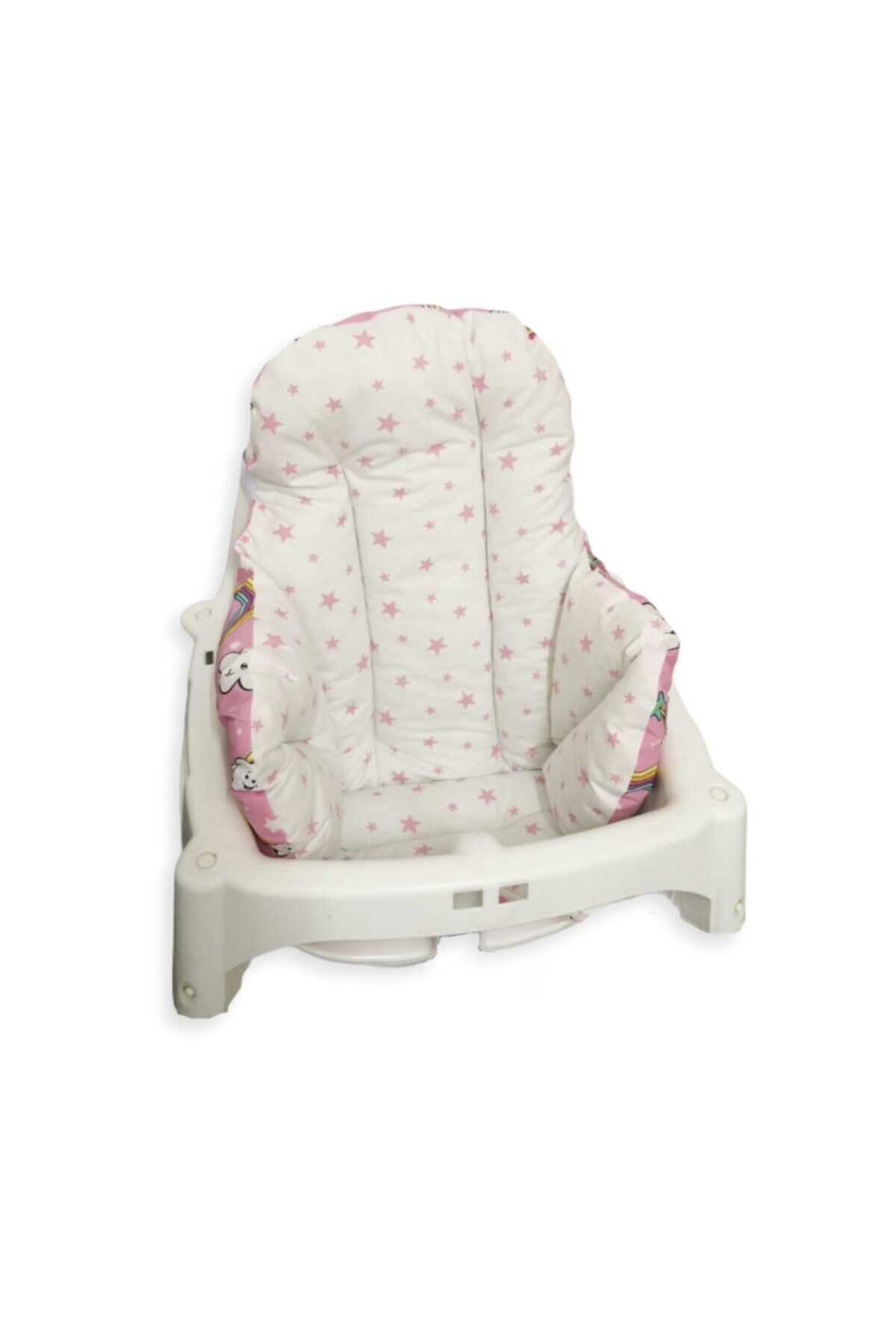 کوسن صندلی کودک دو رو طرح دار سفید صورتی برند Bebek Özel 