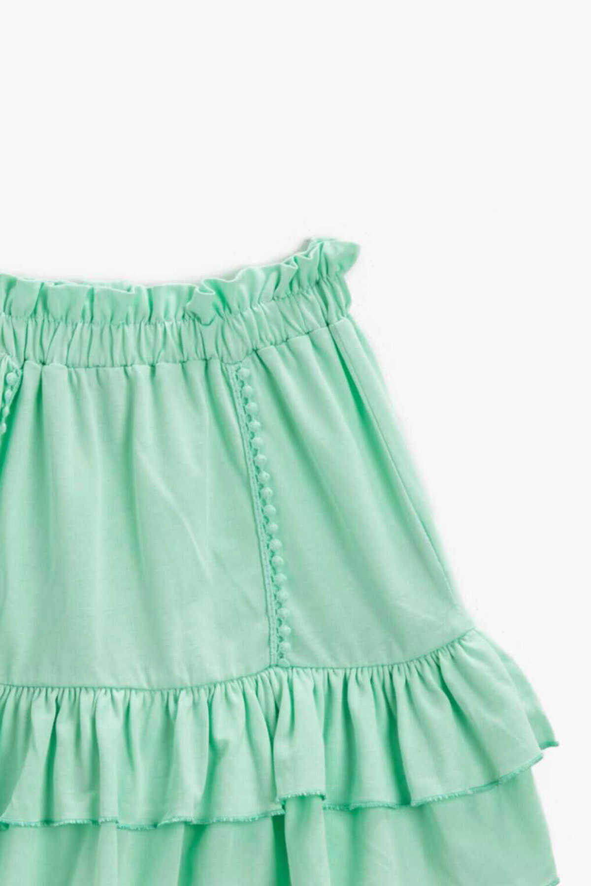 دامن کوتاه کمر کش چین دار بچه گانه دخترانه سبز روشن برند Koton 