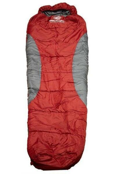 کیسه خواب کمپینگ همراه کیسه حمل یونیسکس دو رنگ قرمز خاکستری 