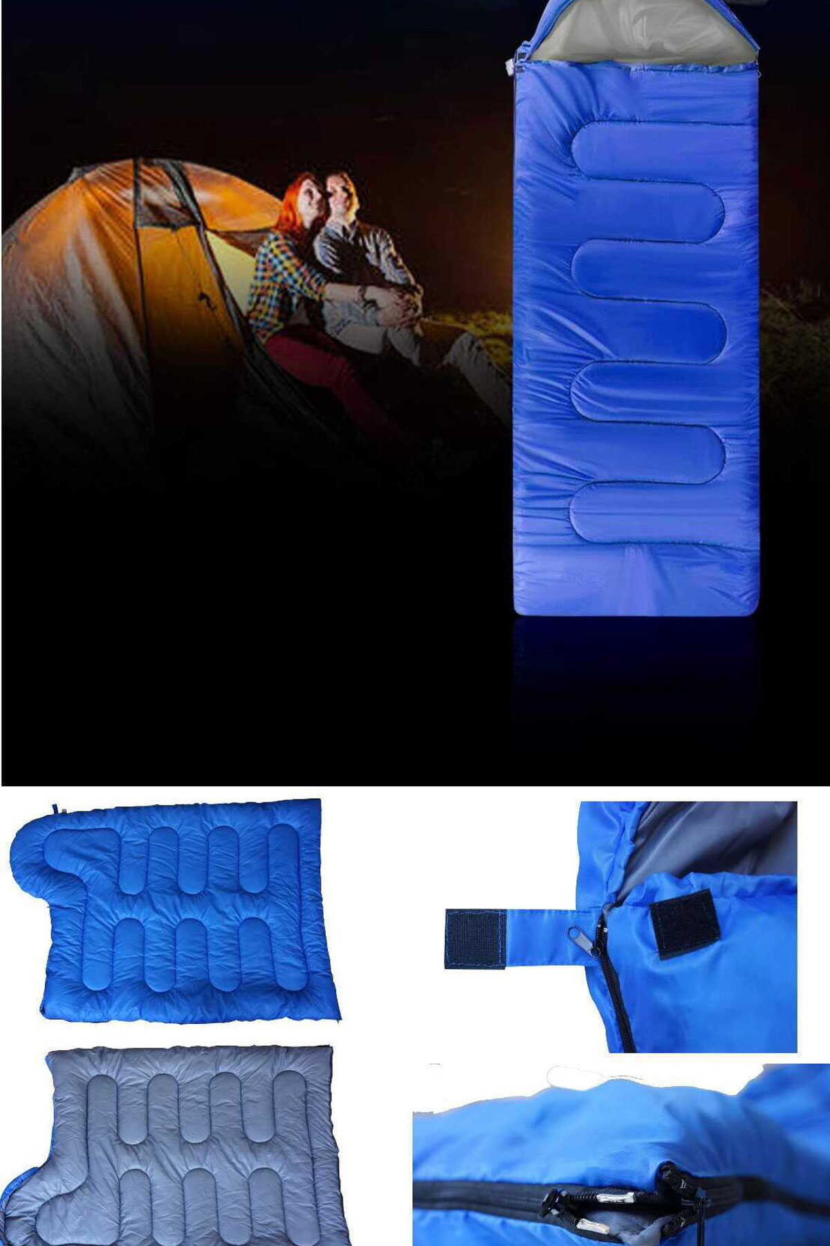 کیسه خواب کمپینگ ضد آب همراه کیسه حمل یونیسکس آبی 