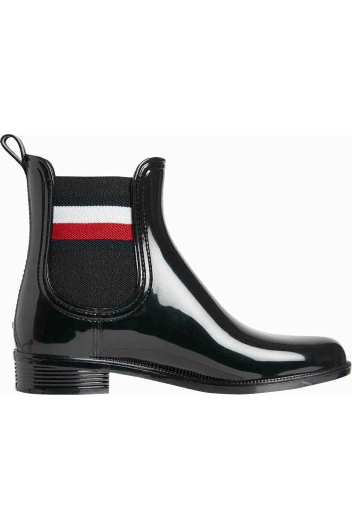 نیم بوت ورنی زنانه مشکی برند Tommy Hilfiger