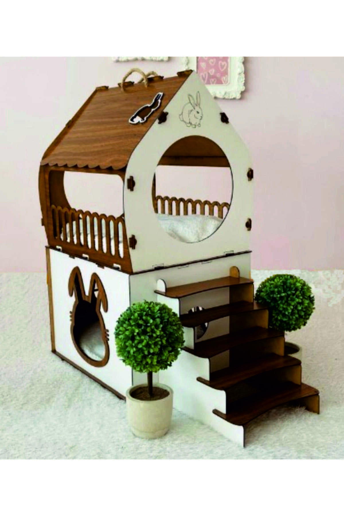 خانه خرگوش دوبلکس چوبی MDF