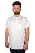 تیشرت یقه پولو سایز بزرگ مردانه تک جیب سفید برند ModeXL