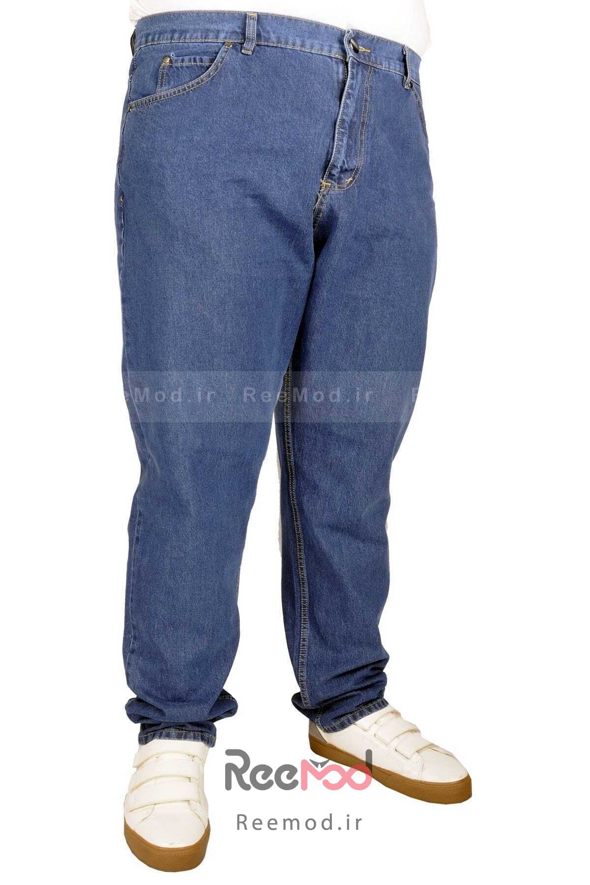 شلوار جین سایز بزرگ جیب دار مردانه آبی برند ModeXL 