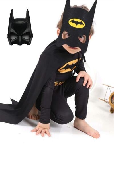  لباس سرهمی بچه گانه بتمن همراه نقاب مشکی برند Batman