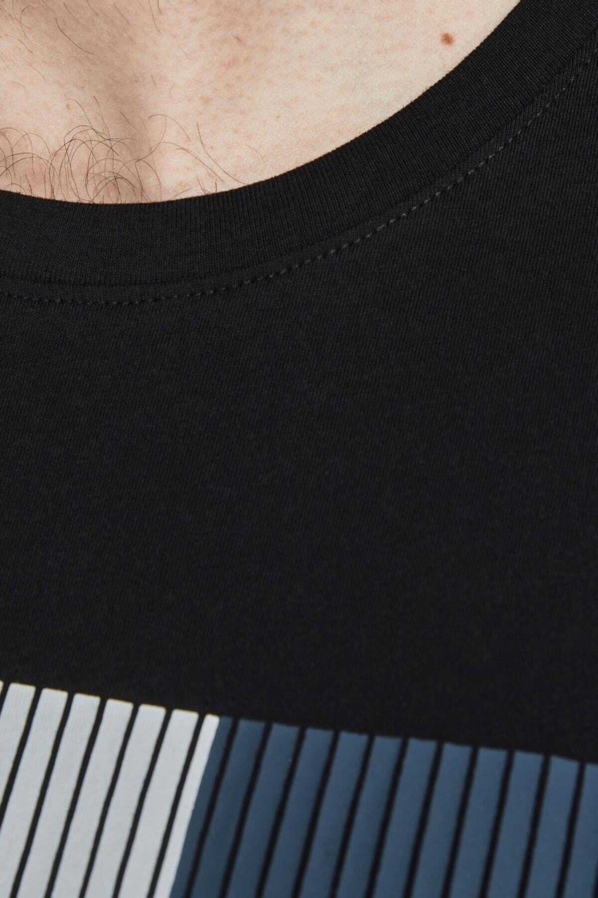 تیشرت مردانه یقه خدمه چاپ دار مشکی برند Jack & Jones
