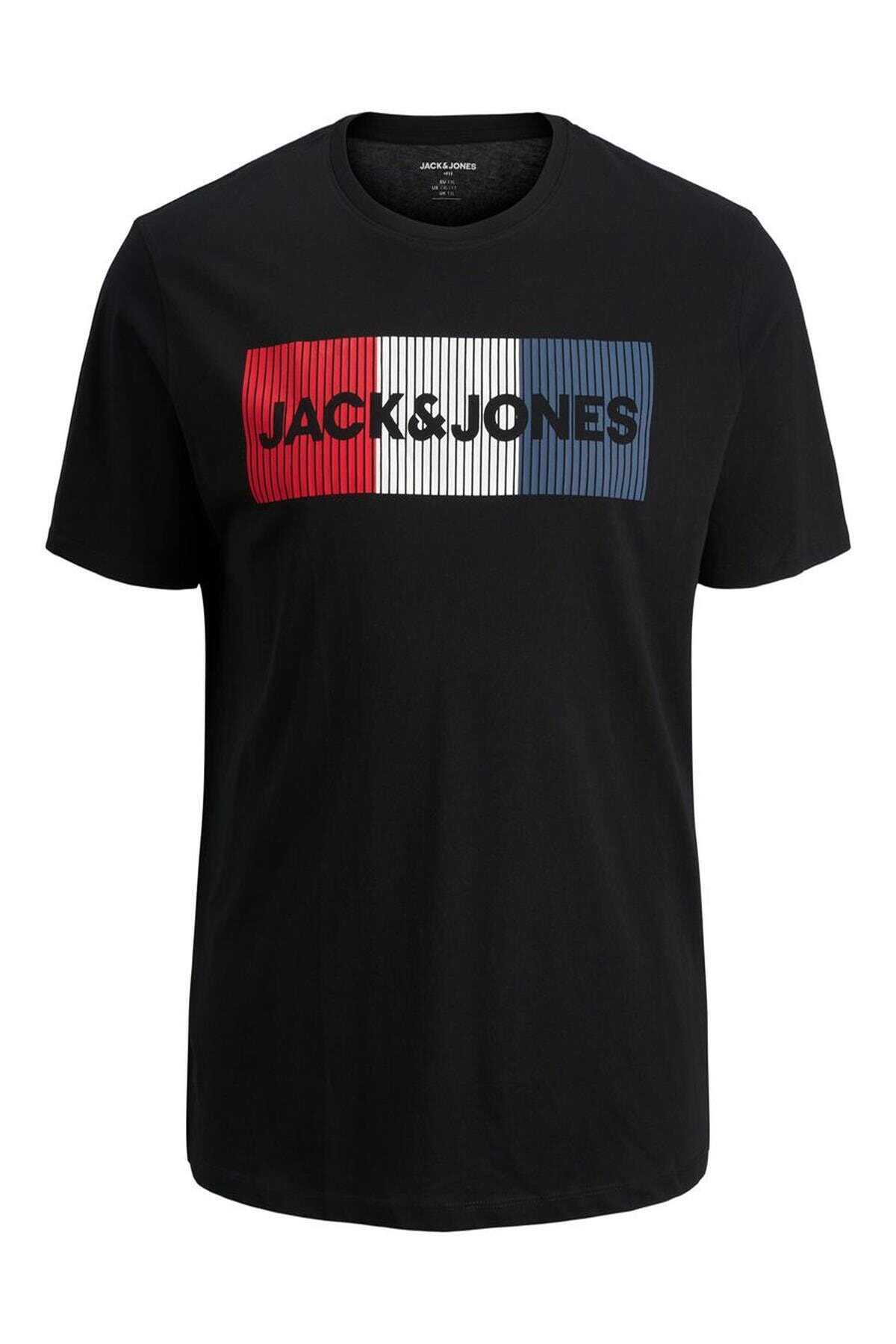 تیشرت مردانه یقه خدمه چاپ دار مشکی برند Jack & Jones