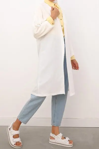 کیمونو زنانه ساده سفید برند Ekrumoda