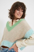 پلیور بافتنی یقه هفت زنانه بژ برند TRENDYOLMİLLA