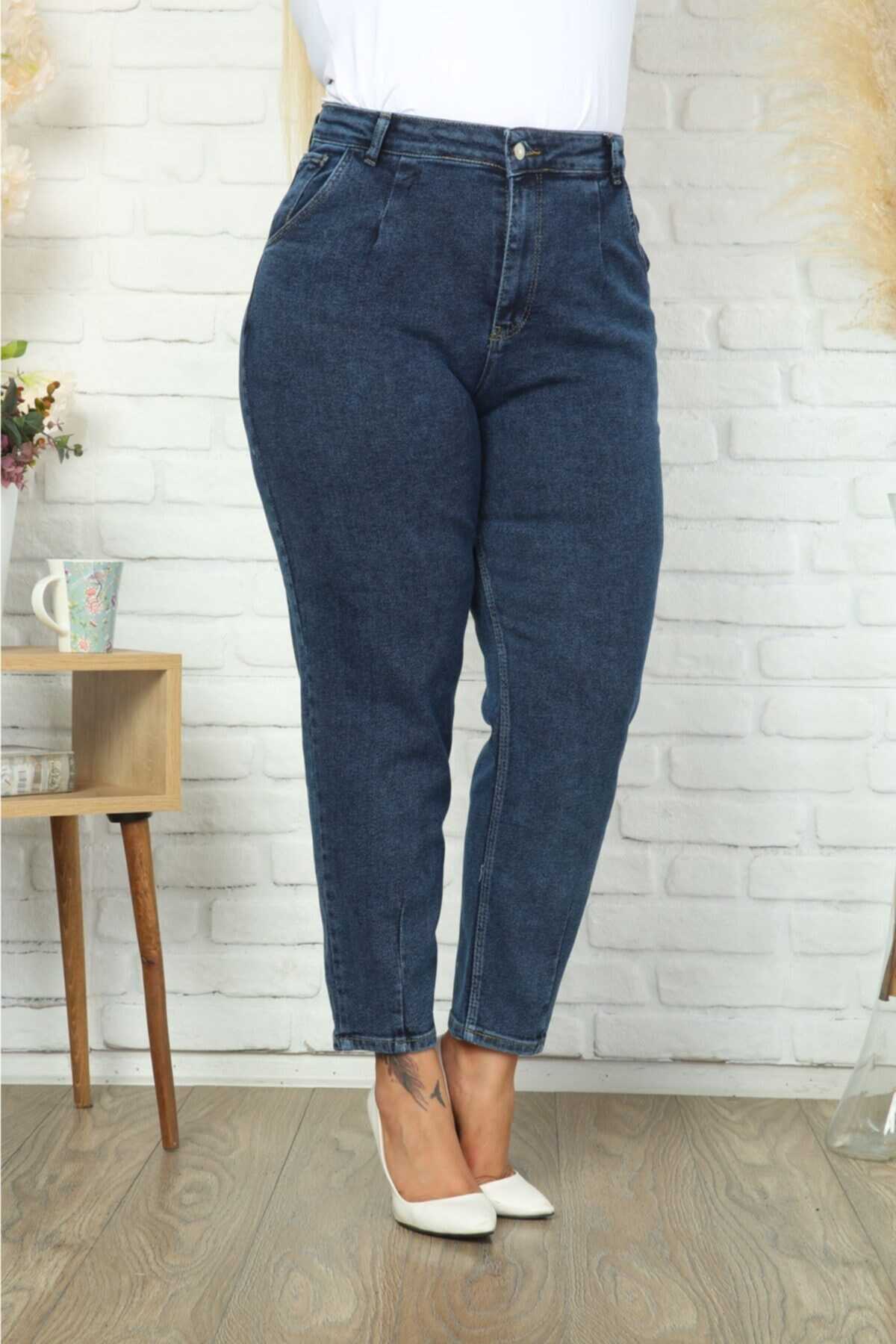 شلوار جین زنانه سایز بزرگ آبی نفتی برند CEDY DENIM