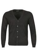 ژاکت پشمی مردانه سایز بزرگ جلو دکمه خاکستری تیره برند San&Fa