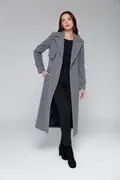 کت بلند زنانه ضخیم یقه انگلیسی خاکستری برند Olcay