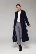 کت بلند زنانه ضخیم یقه انگلیسی سرمه ای برند Olcay