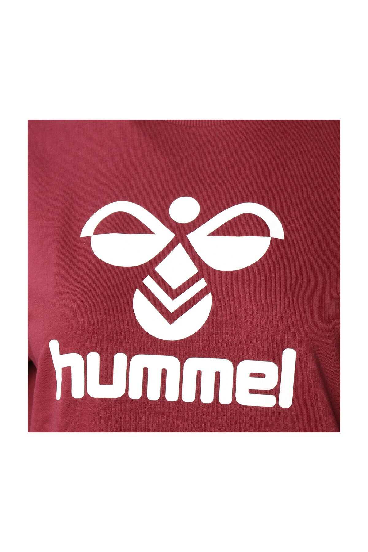 دورس یقه گرد چاپ دار زنانه زرشکی برند HUMMEL