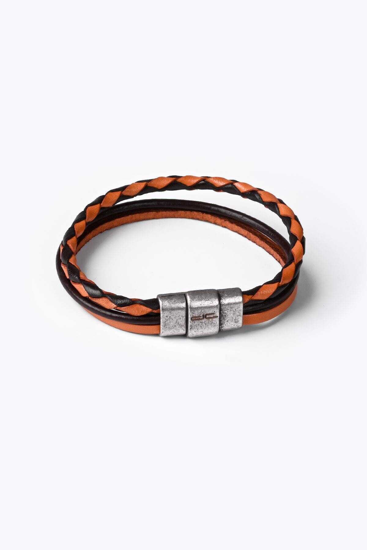 دستبند چرم مردانه کد 117555 نارنجی برند Deri Company