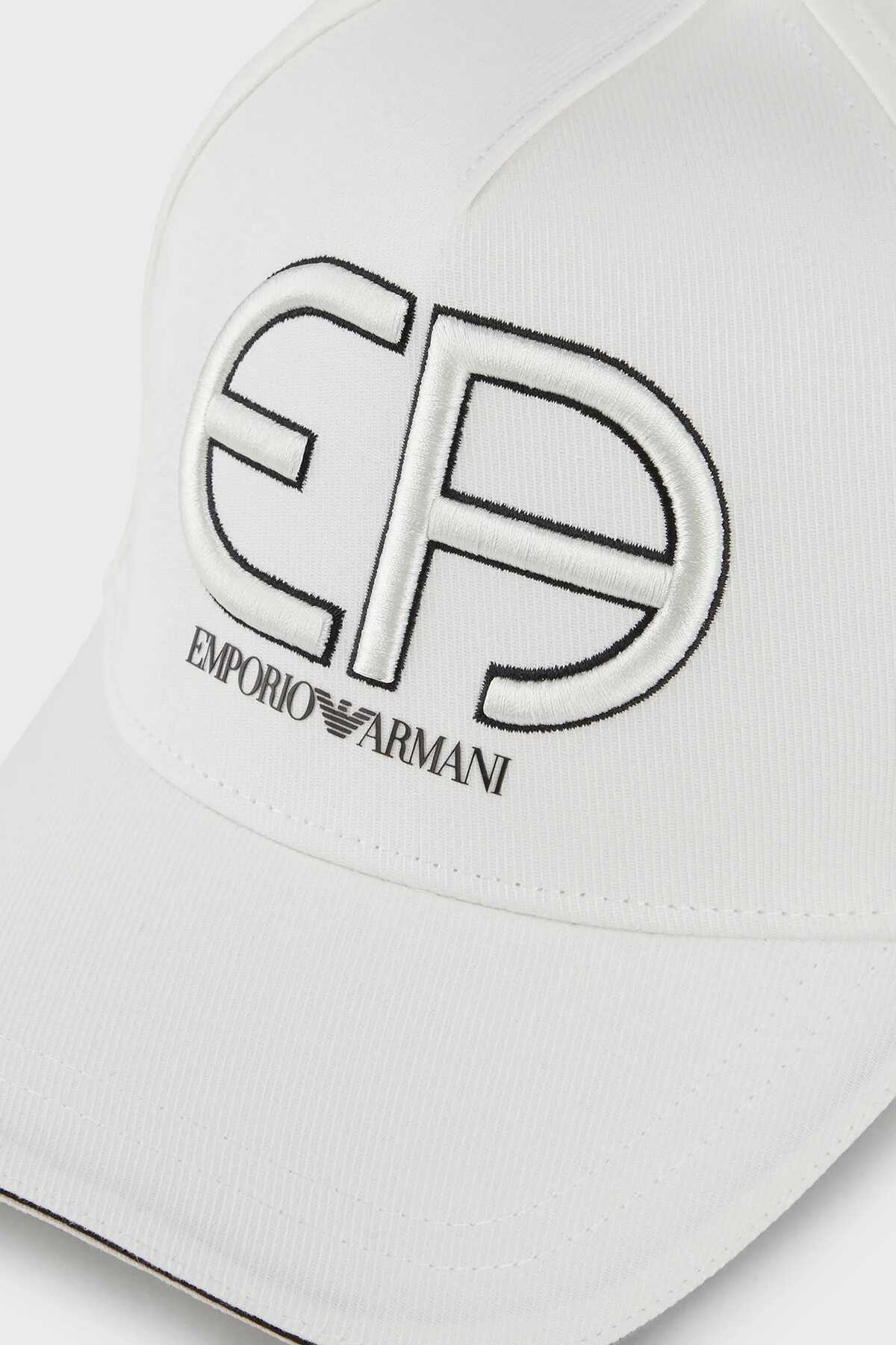 کلاه کپ طرح برجسته مردانه سفید برند Emporio Armani 