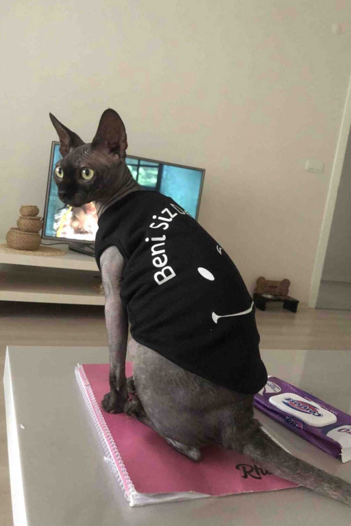 لباس گربه - سگ چاپ دار سایز M مشکی برند Monopetz