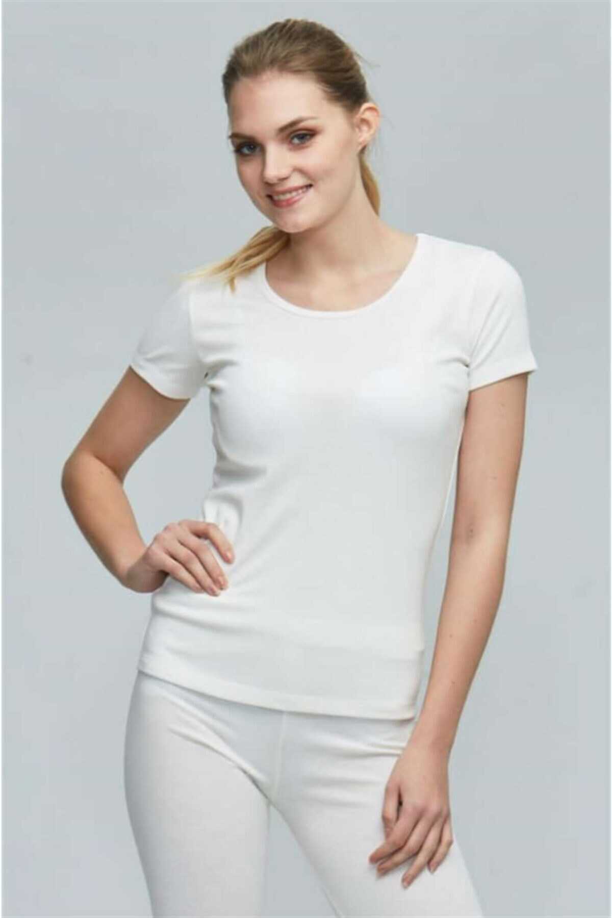 تیشرت فلانل زنانه یقه گرد ساده سفید برند U.S. Polo Assn
