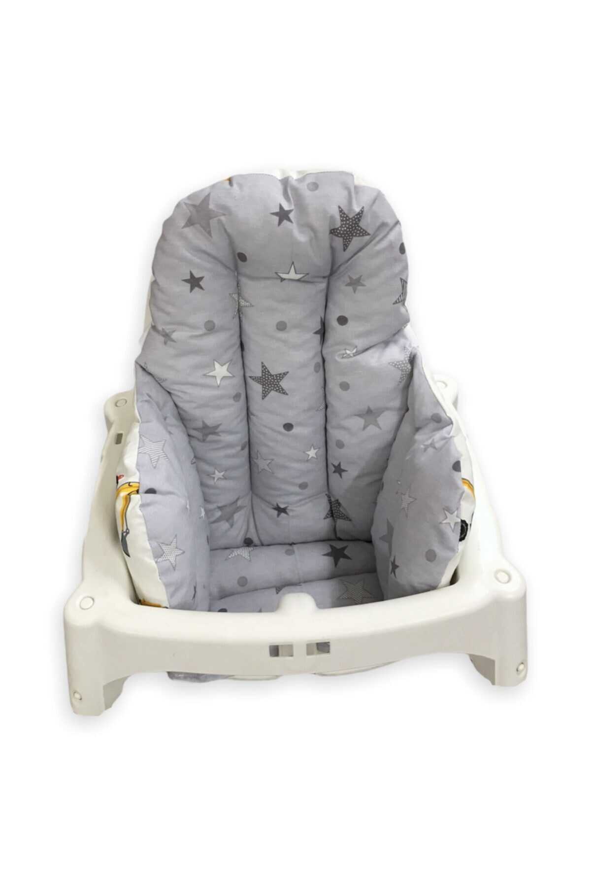 کوسن صندلی کودک دو رو طرح دار سفید طوسی برند Bebek Özel 