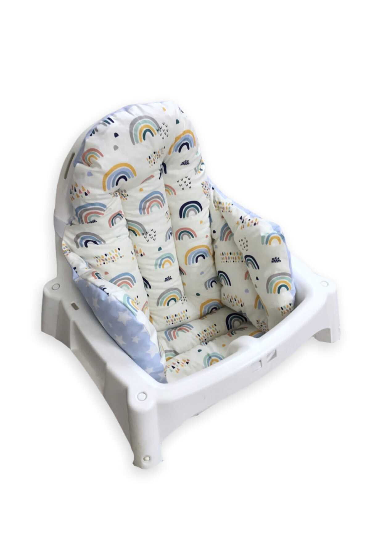 کوسن صندلی کودک دو رو طرح دار دو رنگ سفید  آبی برند Bebek Özel 