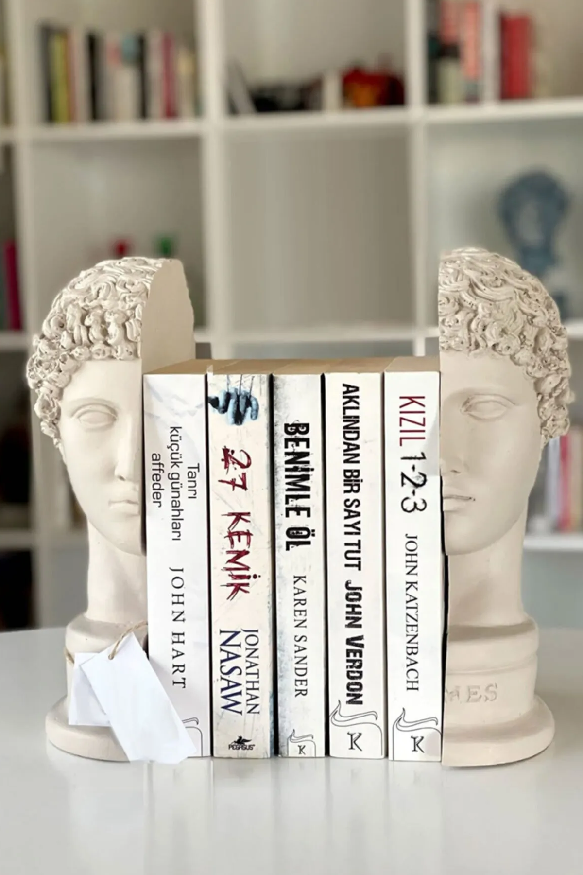قفسه کتاب مدل مجسمه تزئینی دو تکه سفید 