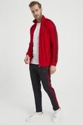 ست لباس ورزشی سایز بزرگ یقه اسکی جیب زیپی خط دار مردانه قرمز مشکی برند DYNAMO