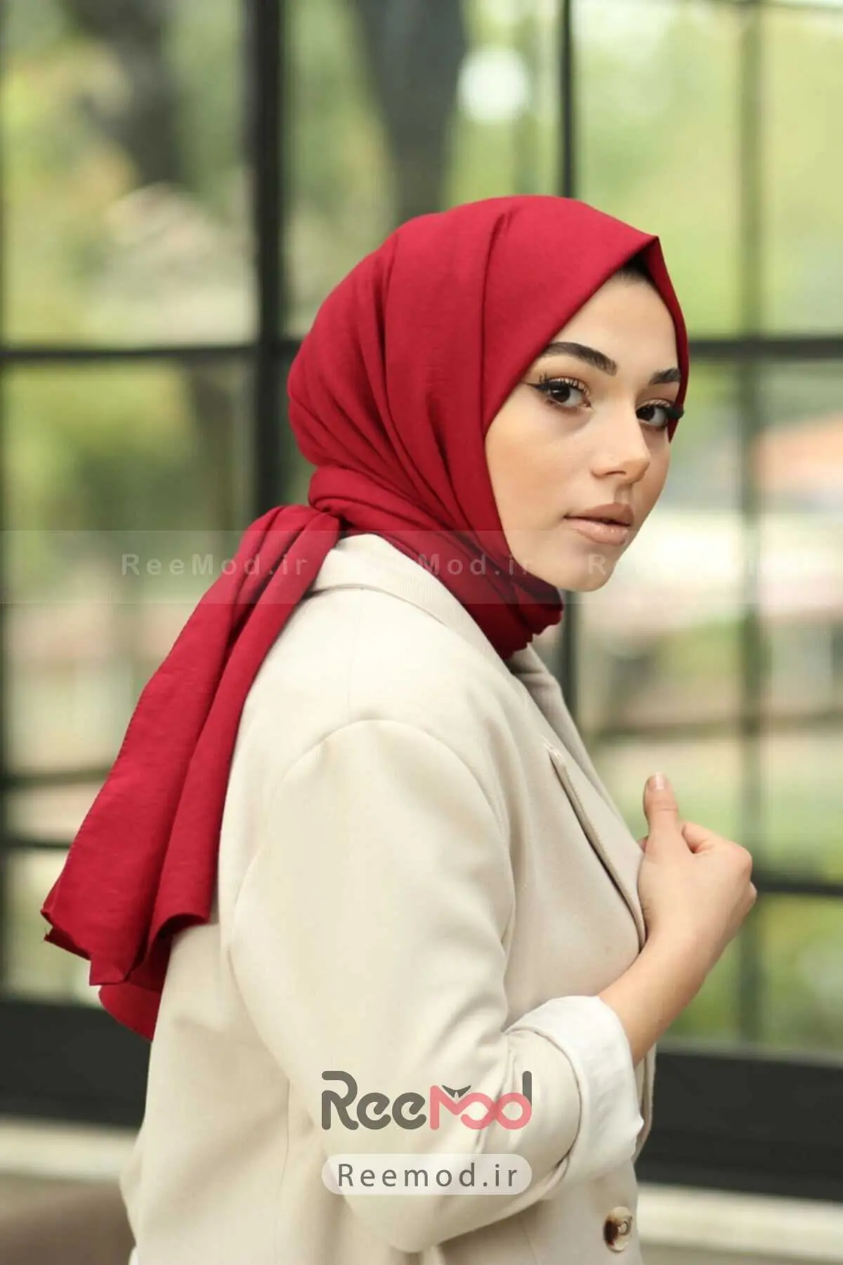 شال پنبه ای ارگانیک - قرمز