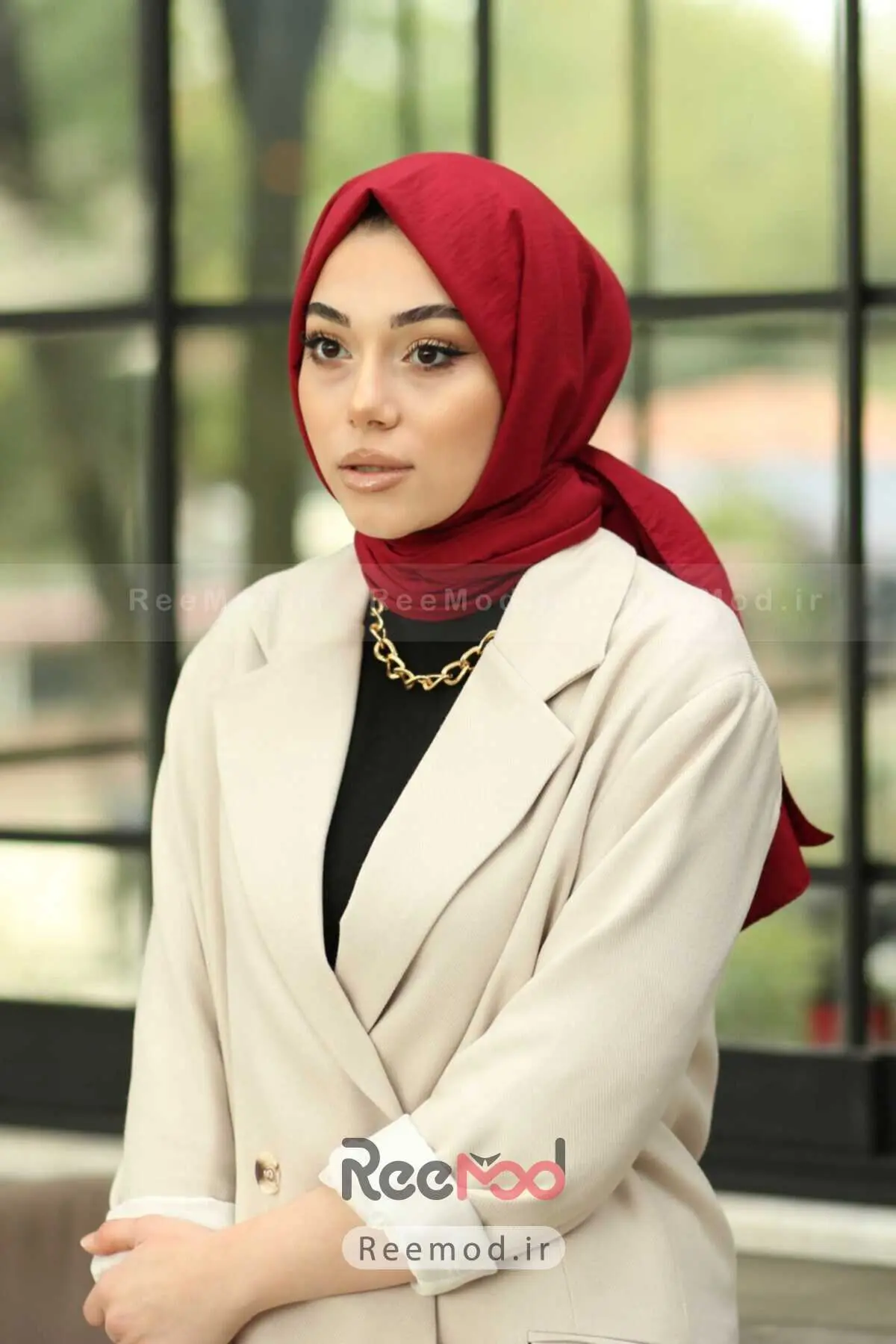 شال پنبه ای ارگانیک - قرمز