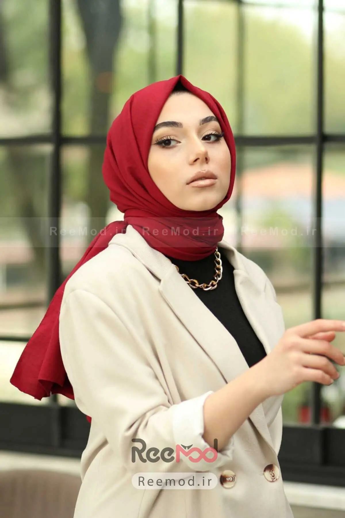 شال پنبه ای ارگانیک - قرمز